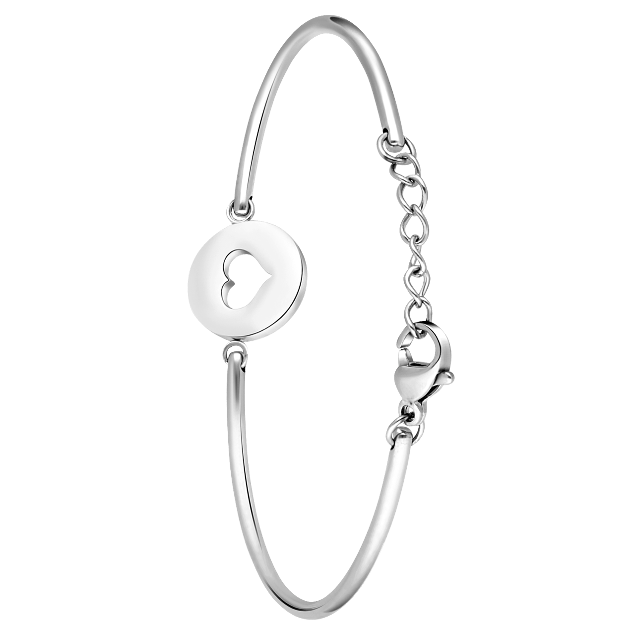 Stainless steel armband met open hart