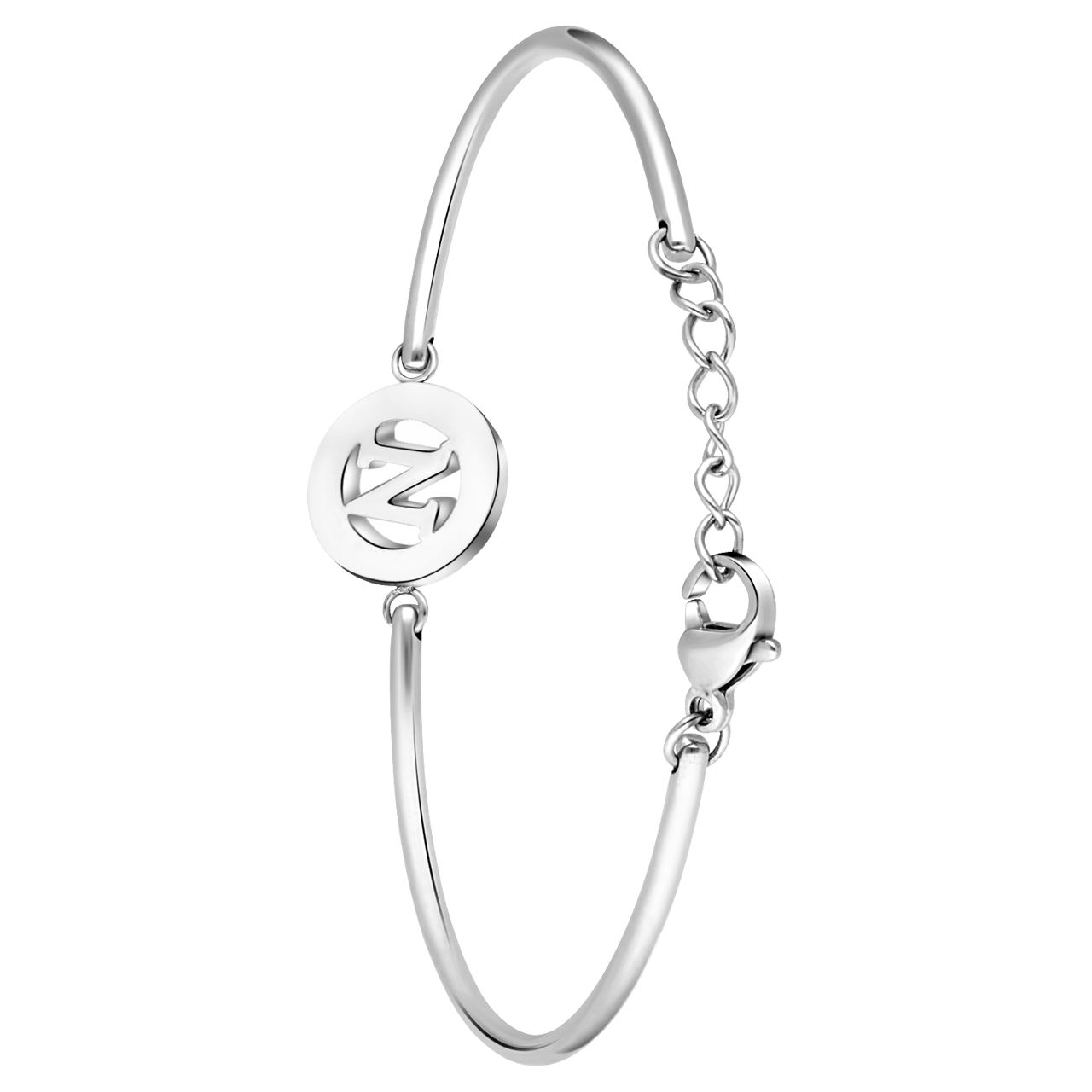 Stalen armband met letter - N
