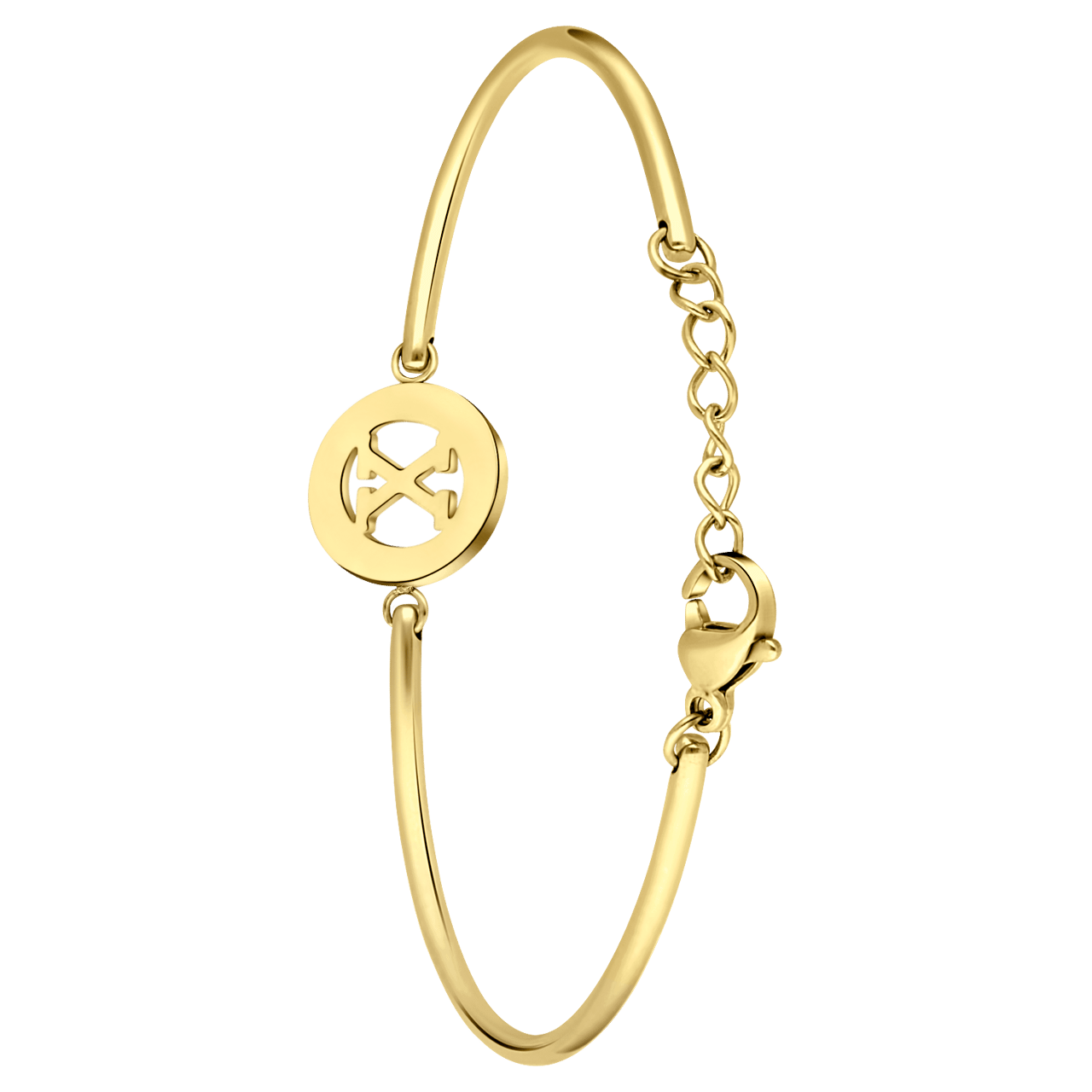 Stainless steel goldplated armband met letter - X