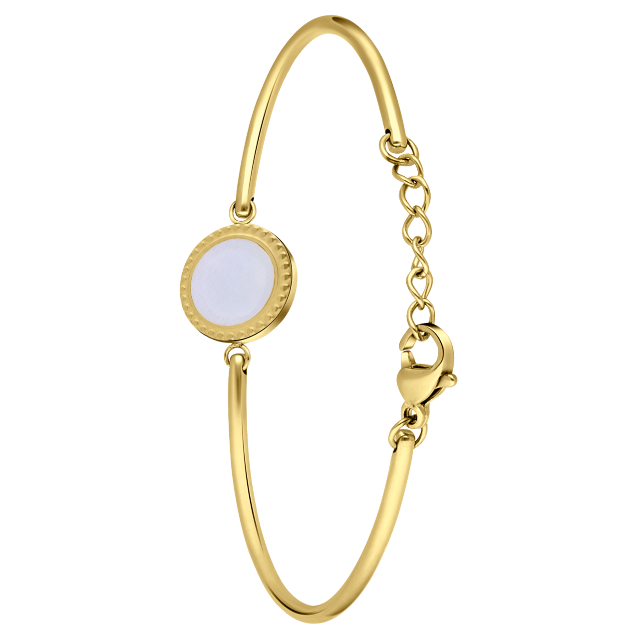 Stalen goldplated armband met parelmoer