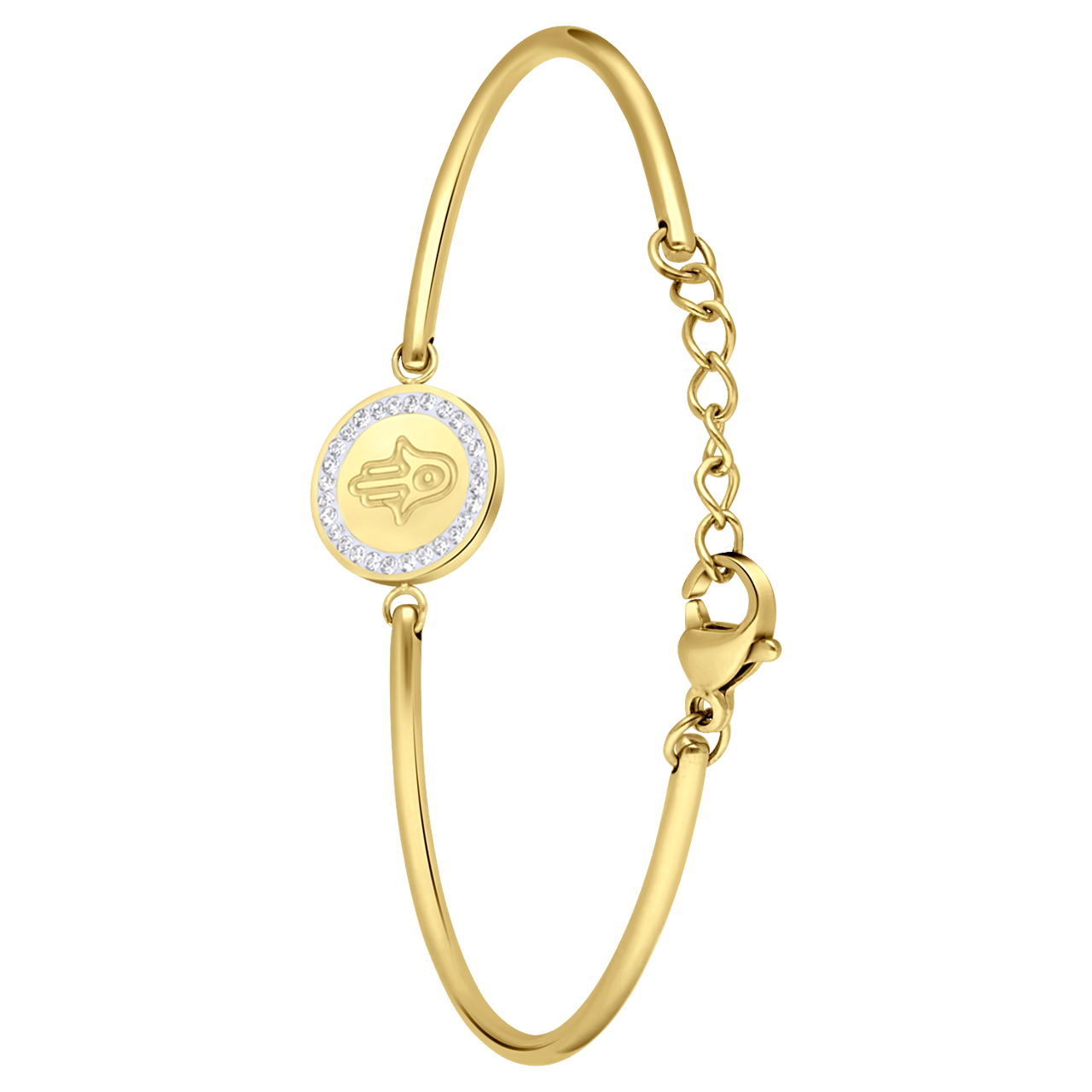 Stainless steel goldplated fantasiearmband met hanger met kristal voor dames