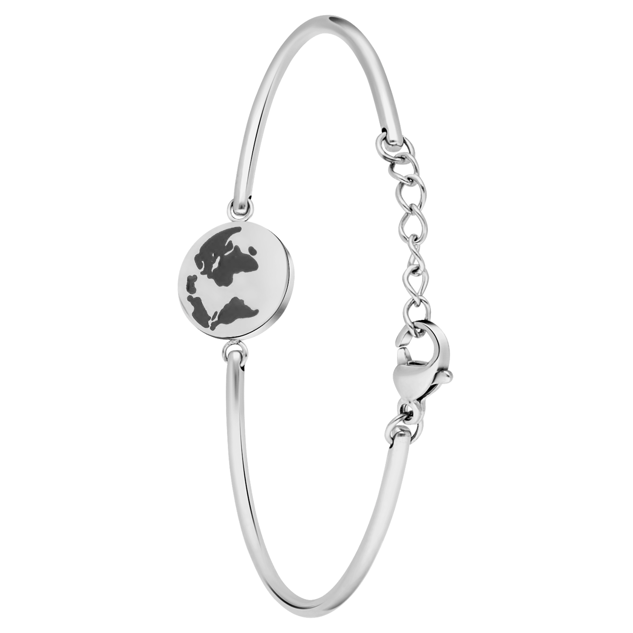 Stainless steel armband met wereldbol