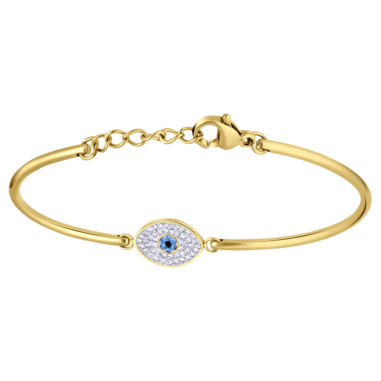 Stainless steel goldplated armband oog met kristal