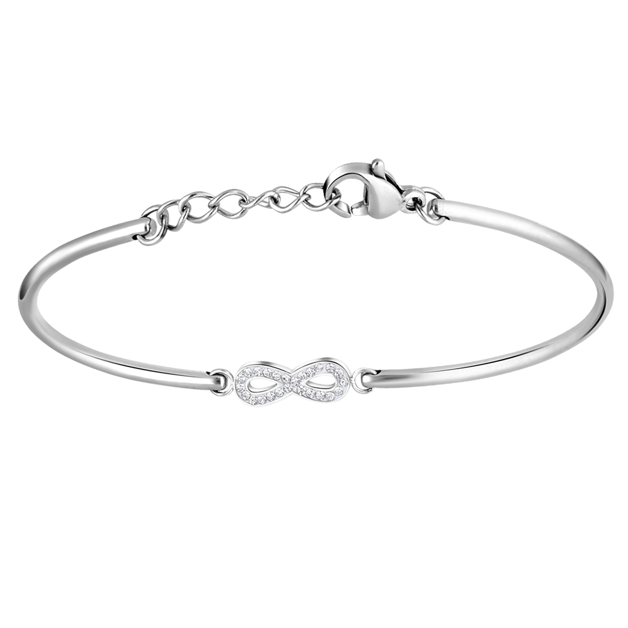 Unendliches Edelstahlarmband mit Kristall