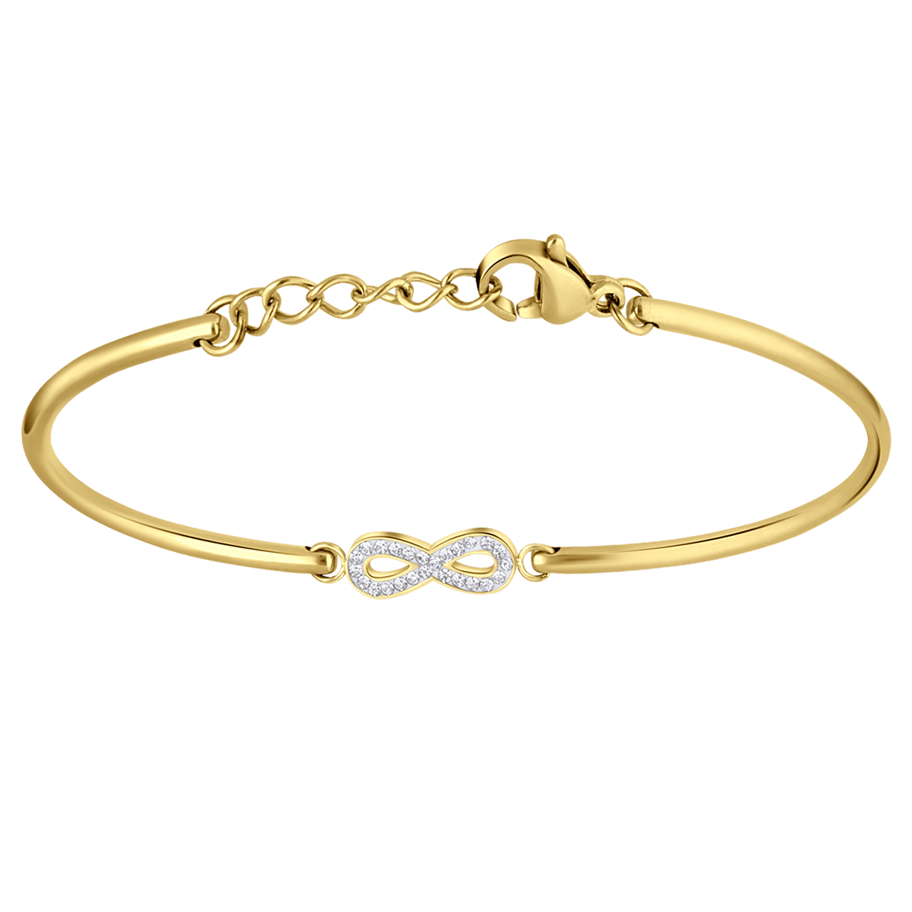 Stalen goldplated fantasiearmband met hanger met kristal voor dames