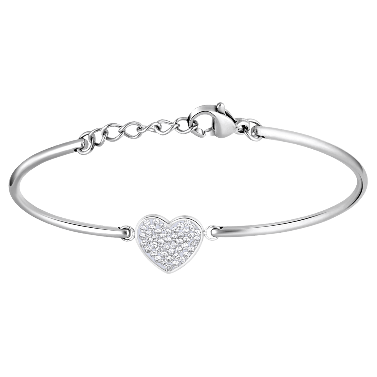 Stainless steel armband hart met kristal