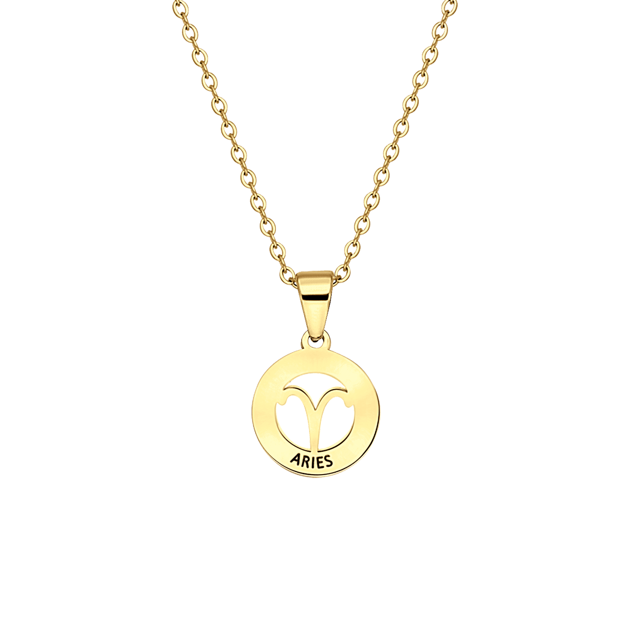 Stainless steel goldplated ketting met hanger sterrenbeeld Ram voor dames