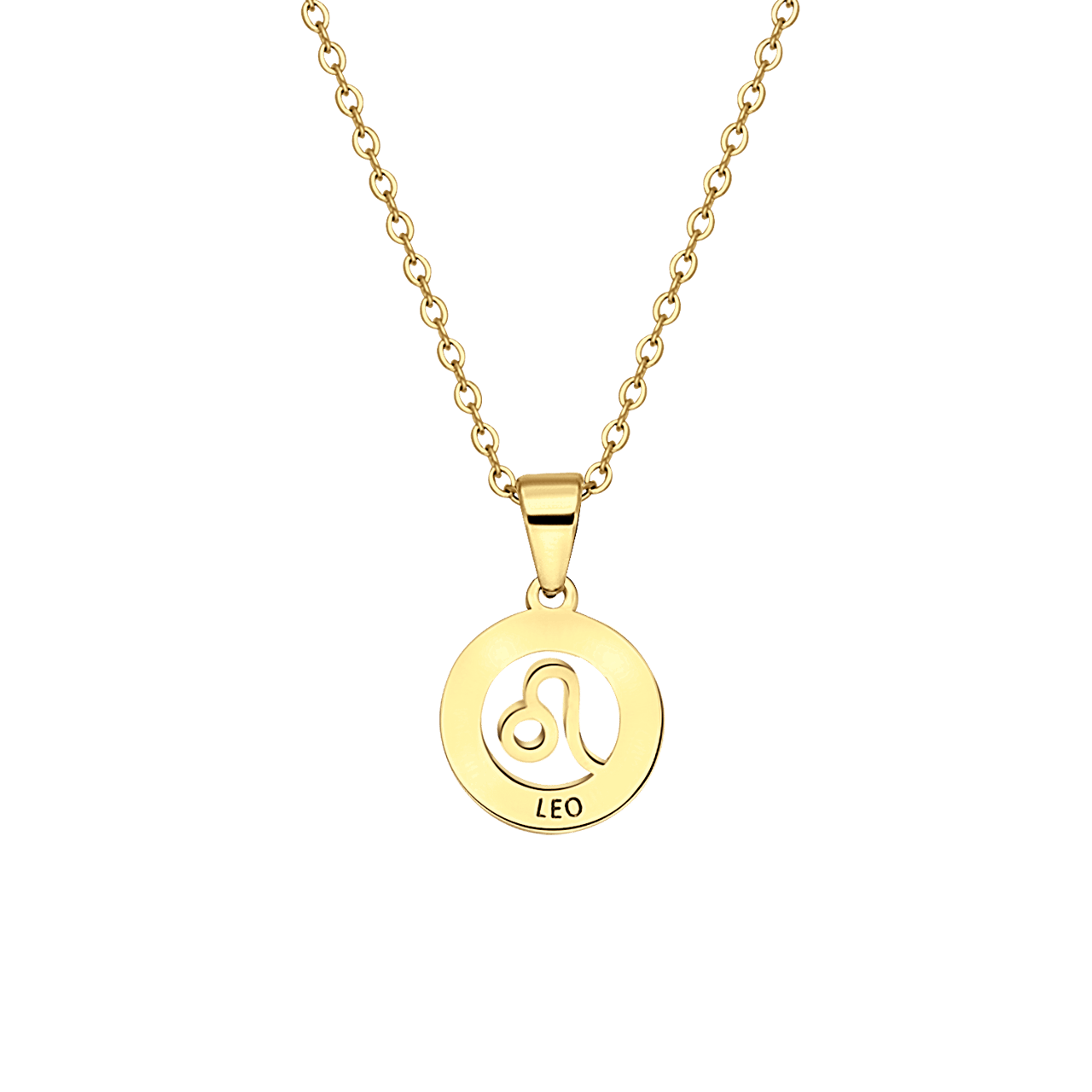 Stainless steel goldplated ketting met hanger sterrenbeeld Leeuw voor dames