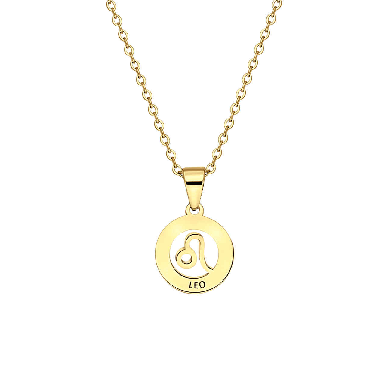 Stalen goldplated ketting met hanger sterrenbeeld Leeuw voor dames