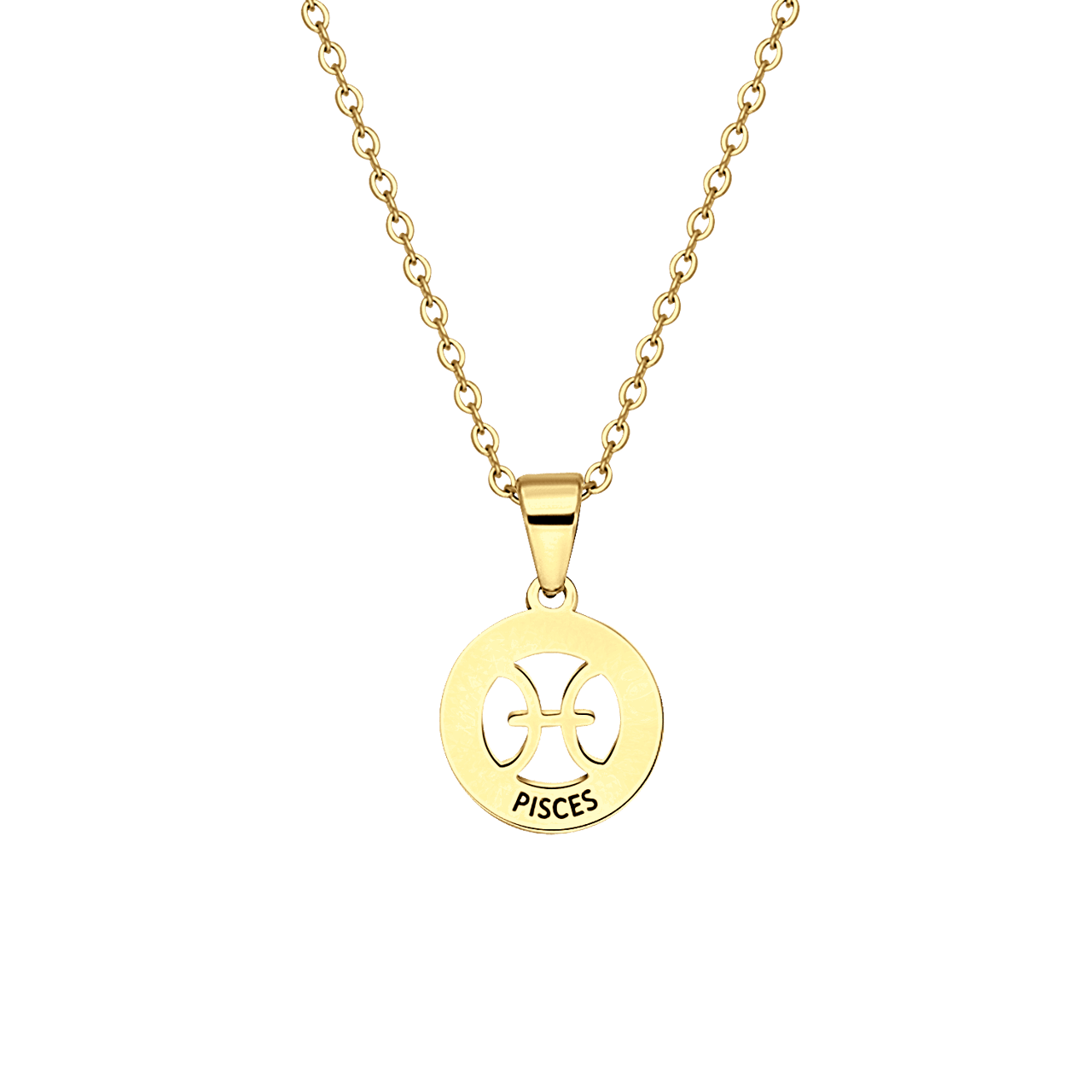 Stalen goldplated ketting met sterrenbeeld vissen