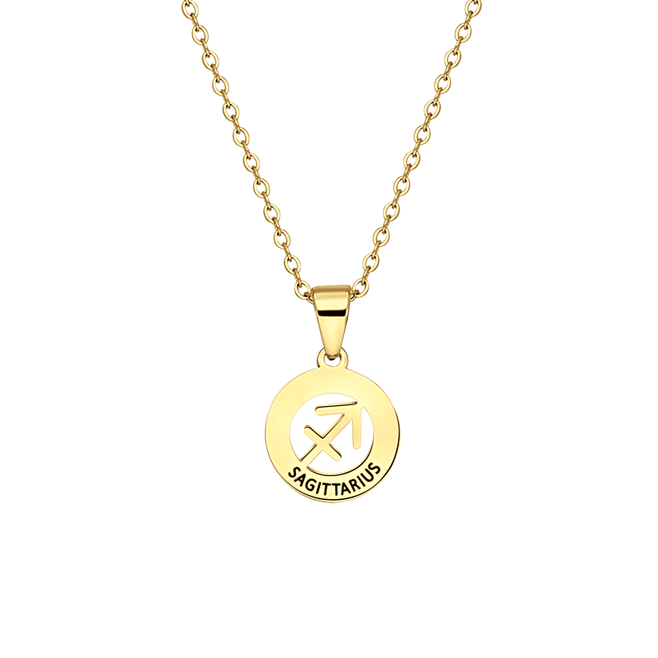 Stainless steel goldplated ketting met hanger sterrenbeeld Boogschutter voor dames