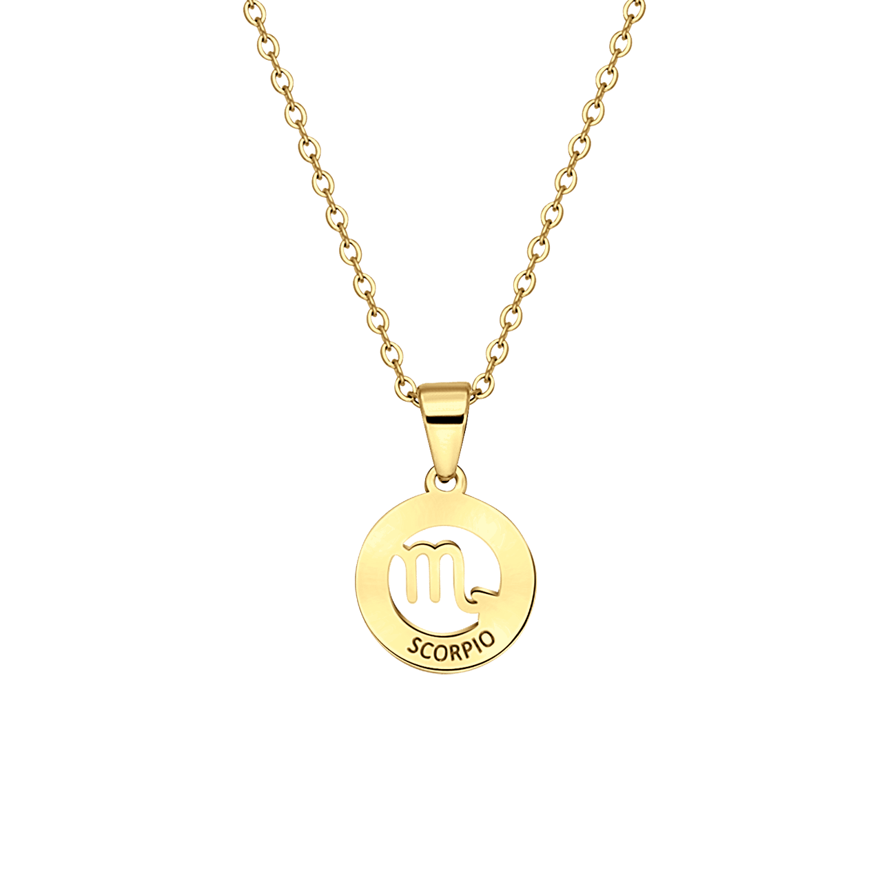 Stalen goldplated ketting met sterrenbeeld schorpioen