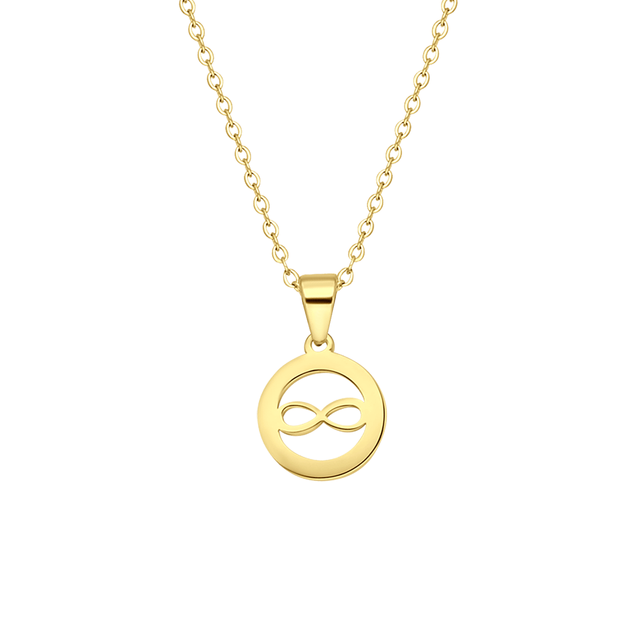 Stainless steel goldplated ketting met hanger open infinity