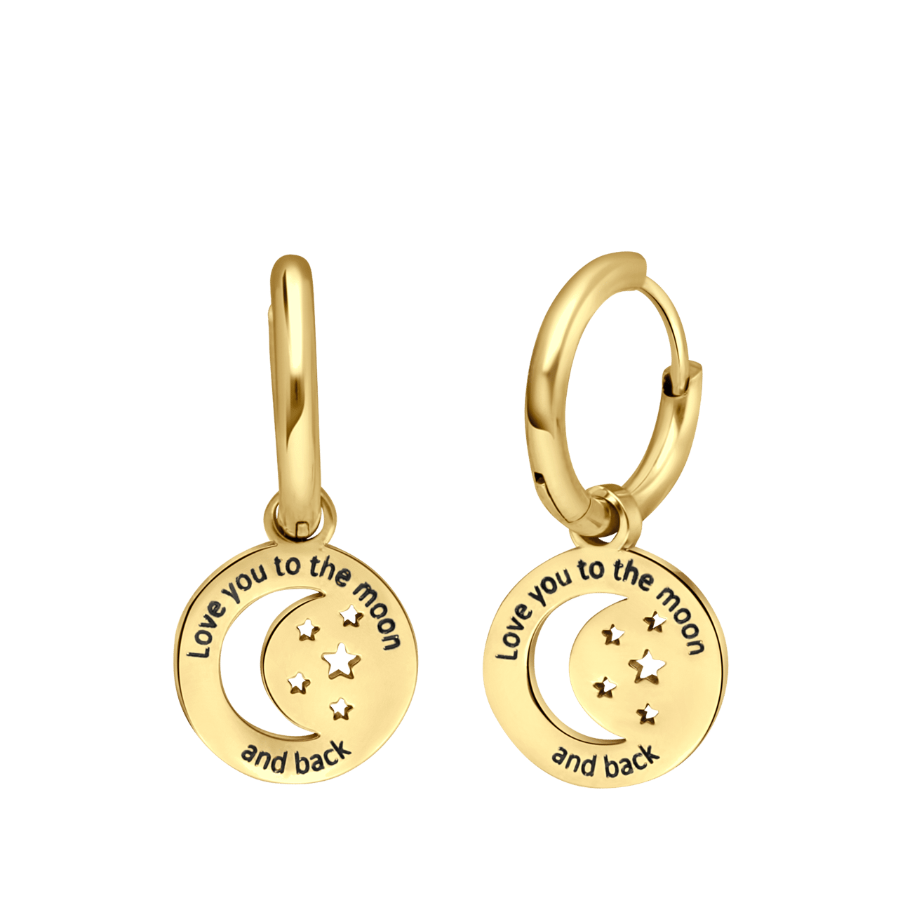 Stalen goldplated oorringen met hanger voor dames