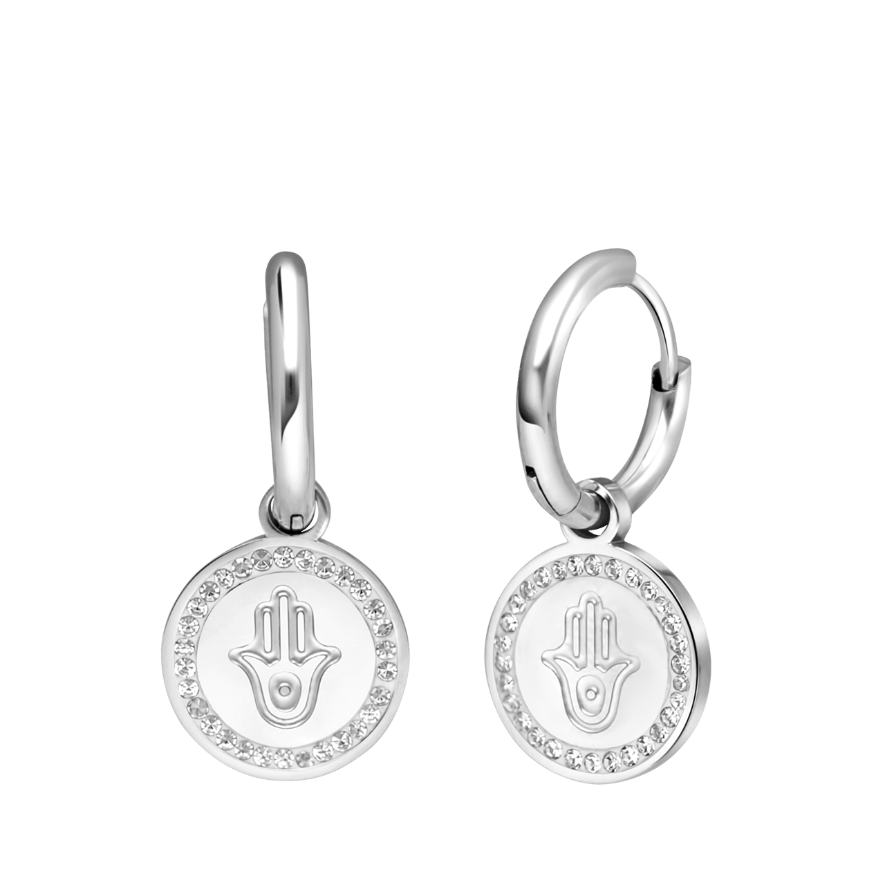 Stainless steel oorbellen met Hamsa