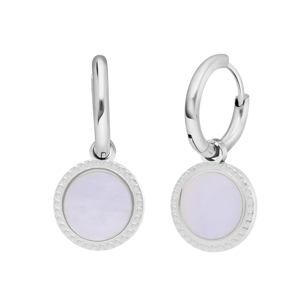 Stainless steel oorbellen met parelmoer