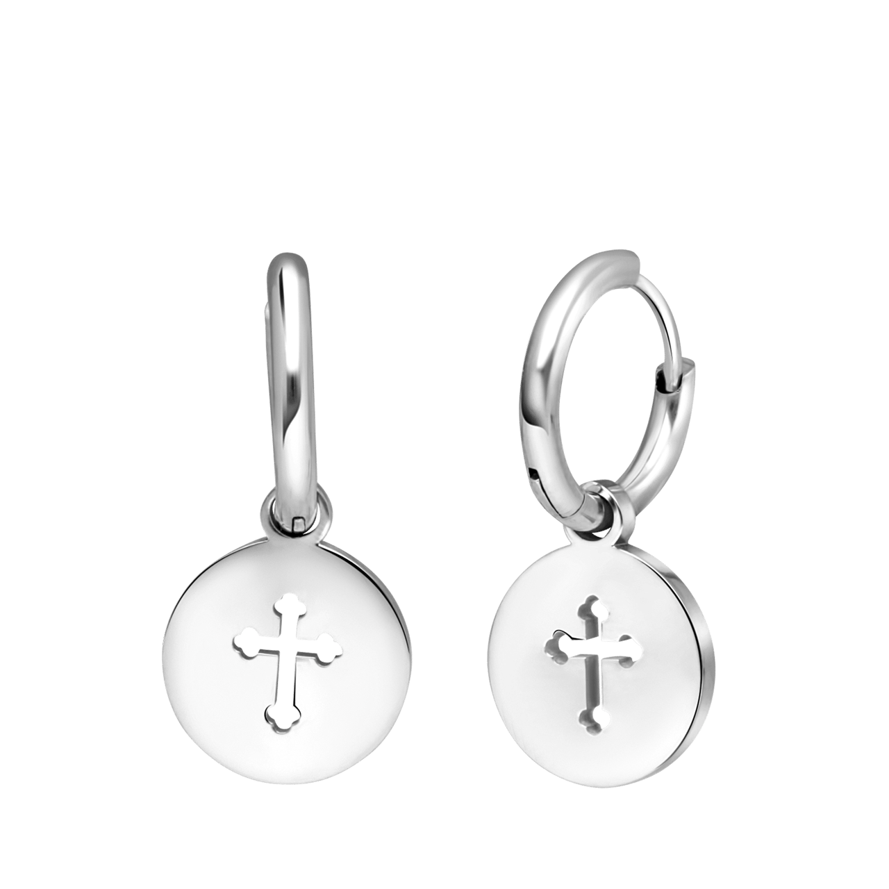 Stainless steel oorbellen met kruis