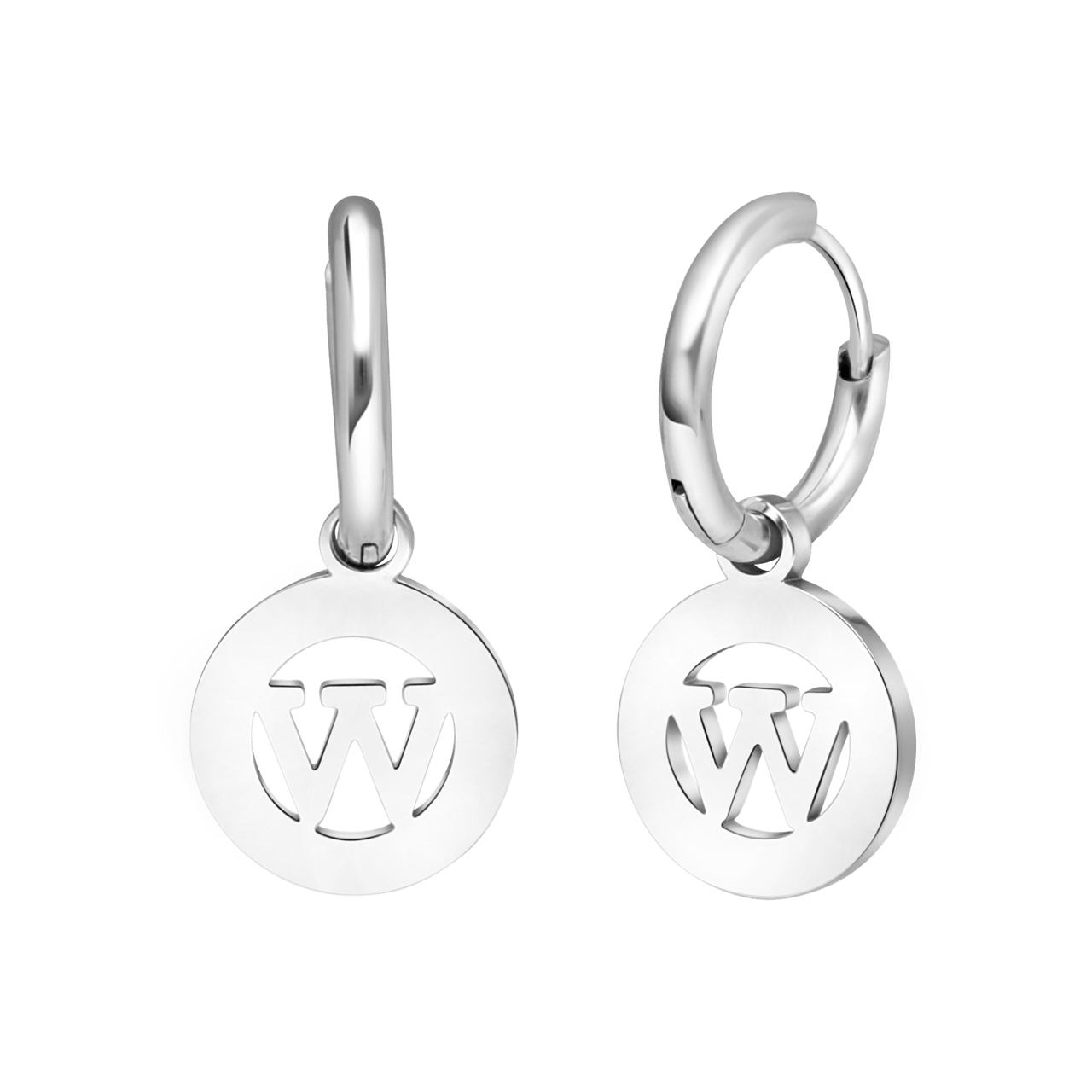 Edelstahlohrringe mit Buchstabe - W