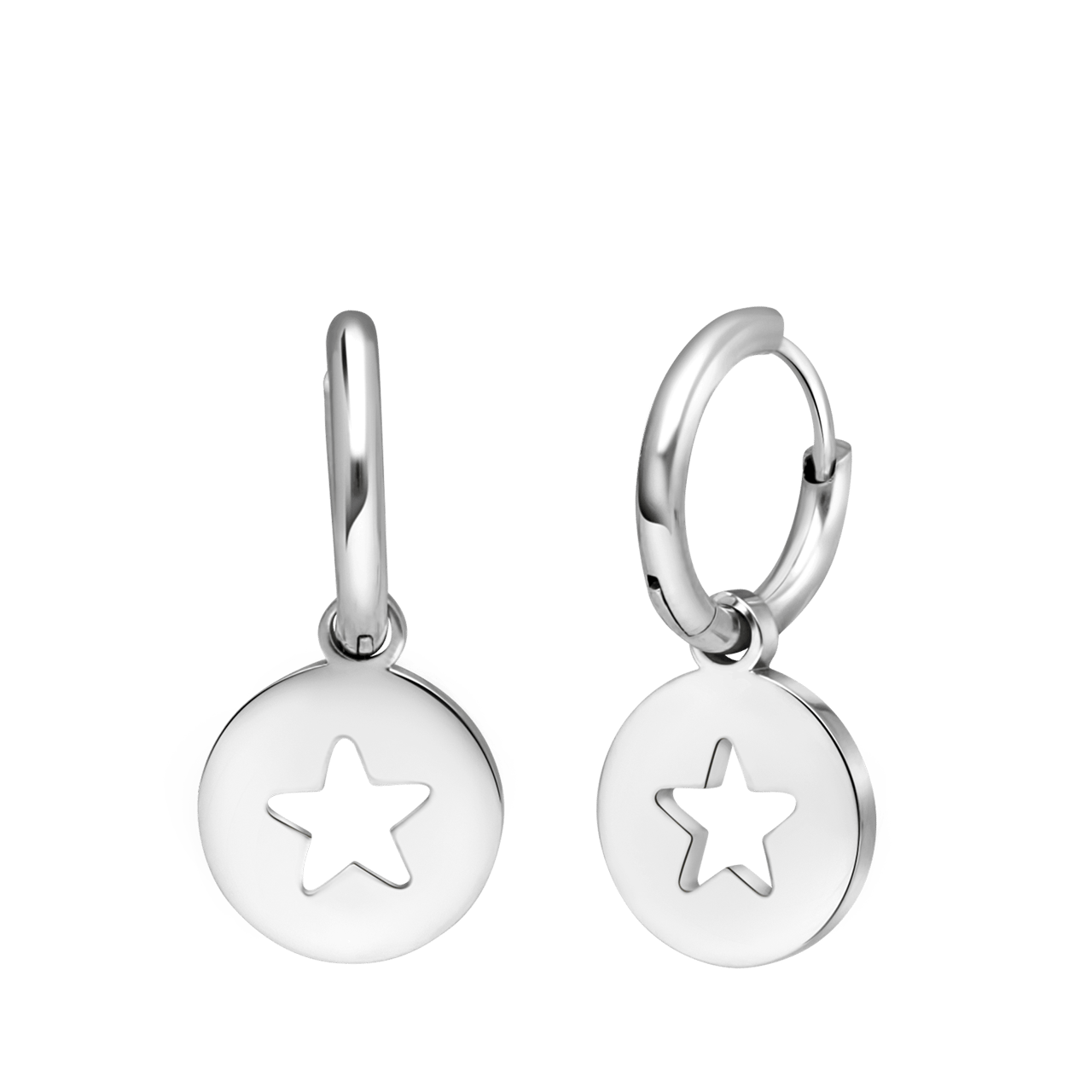 Stainless steel oorbellen met open ster