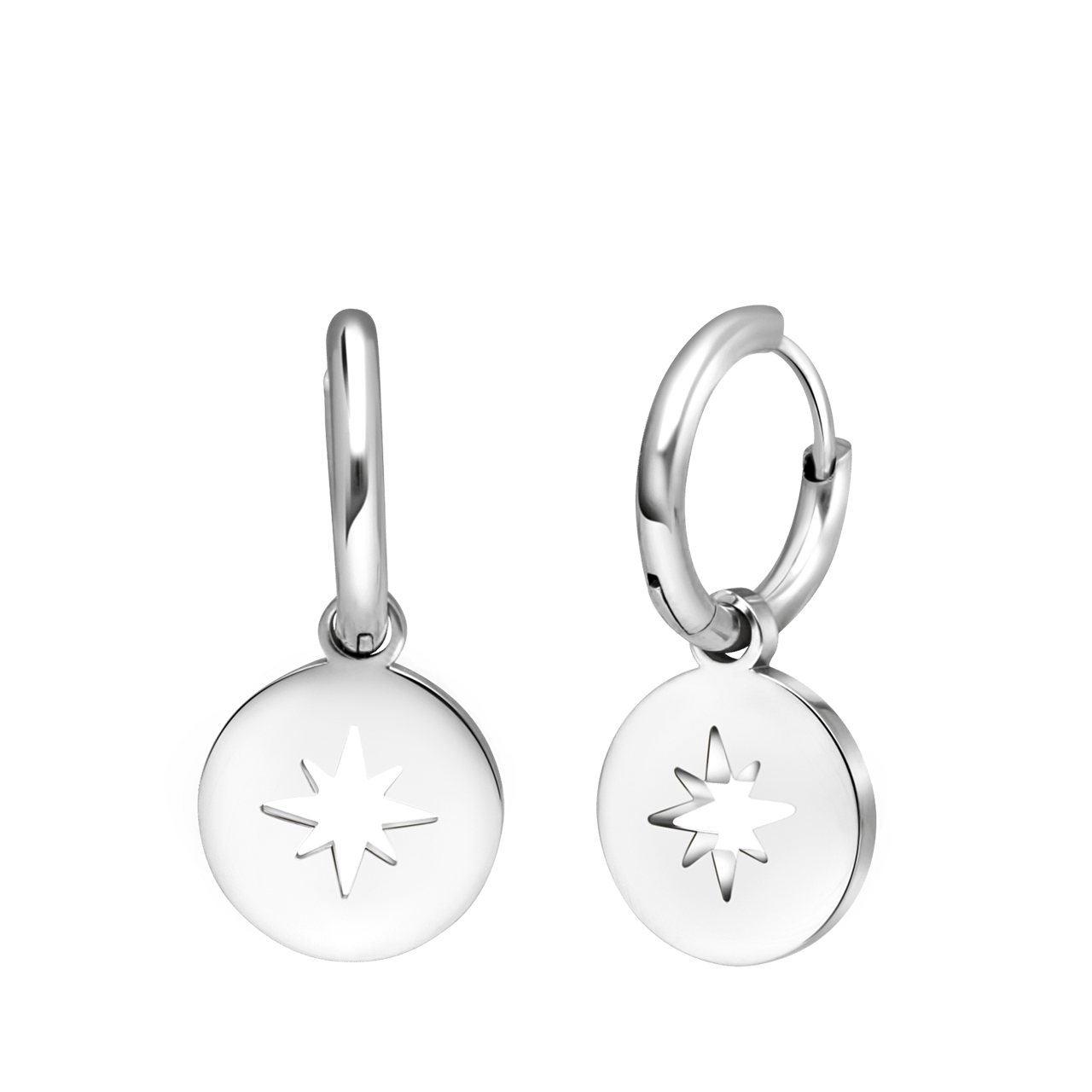 Stainless steel oorbellen met Poolster