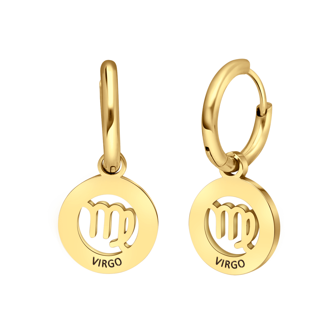 Stainless steel goldplated oorbellen met sterrenbeeld maagd
