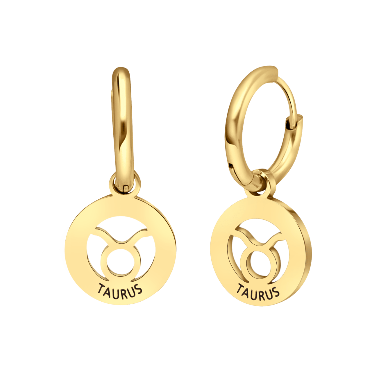 Stainless steel goldplated oorringen sterrenbeeld Stier voor dames