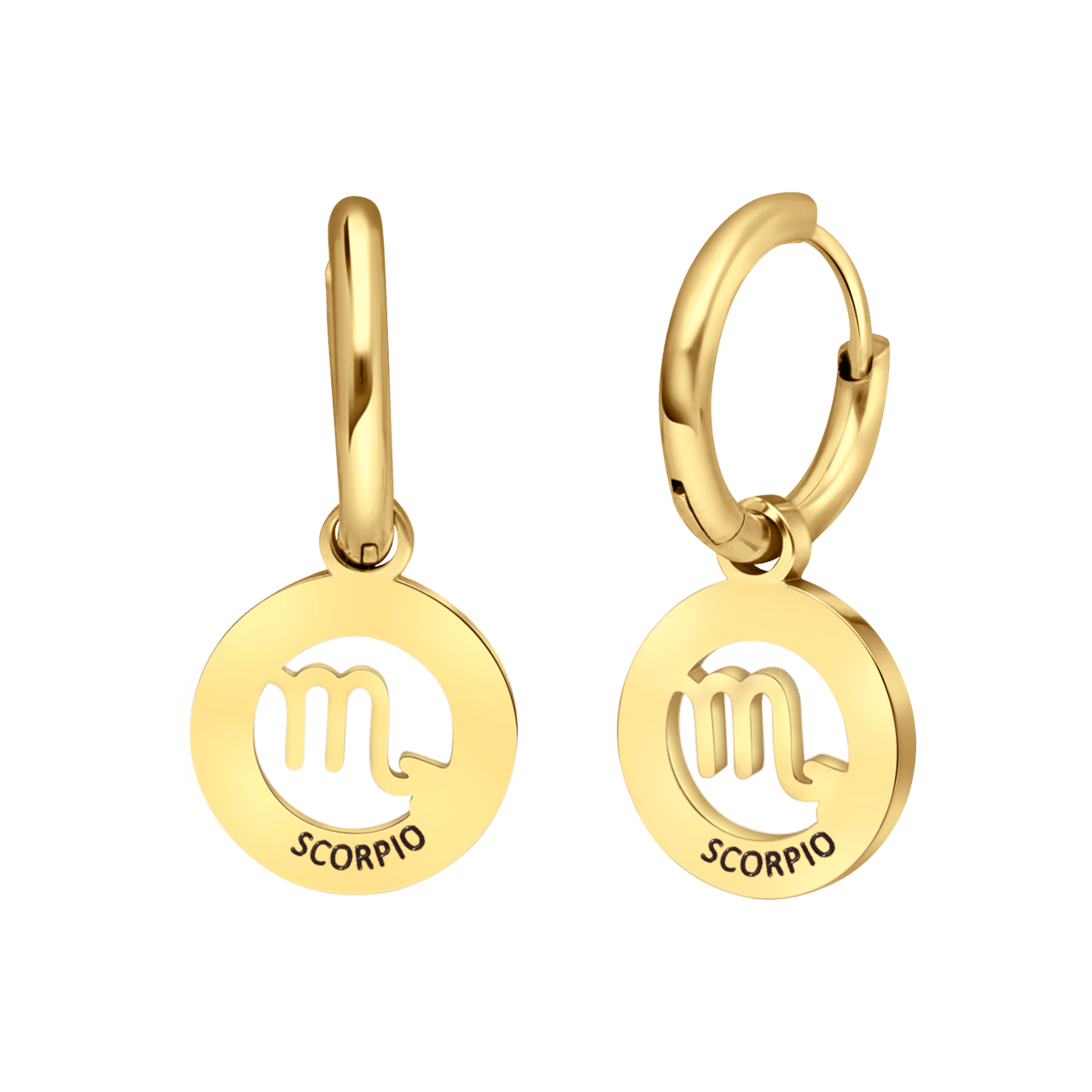 Stalen goldplated oorbellen met sterrenbeeld schorpioen