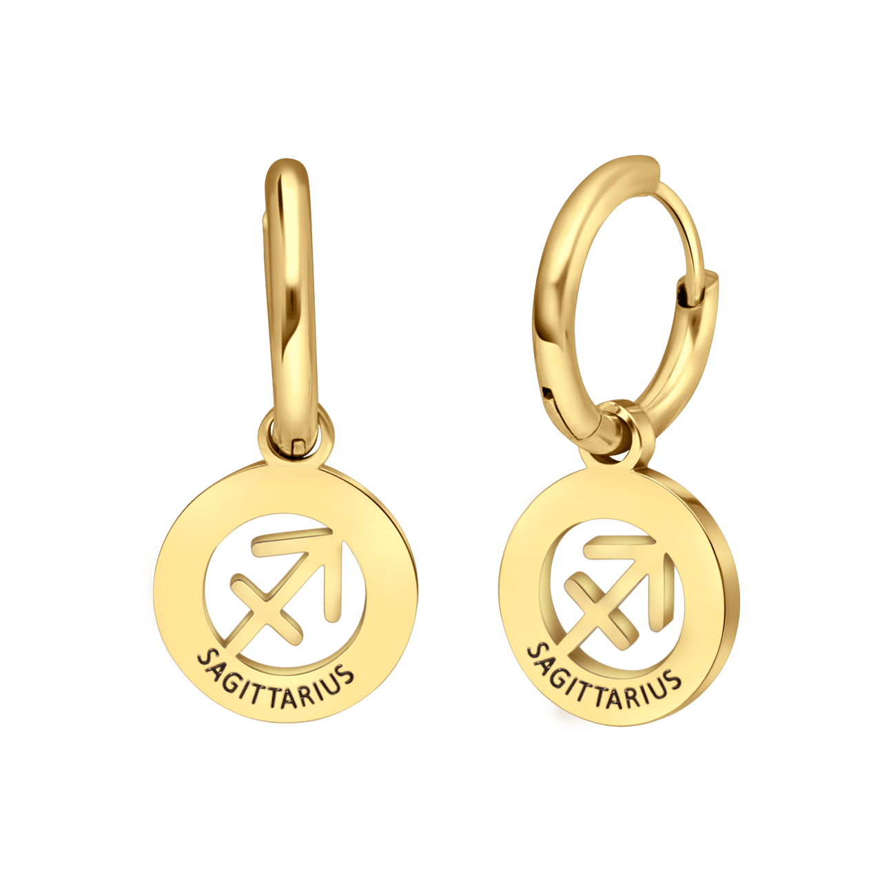 Stainless steel goldplated oorbellen met sterrenbeeld boogschutter