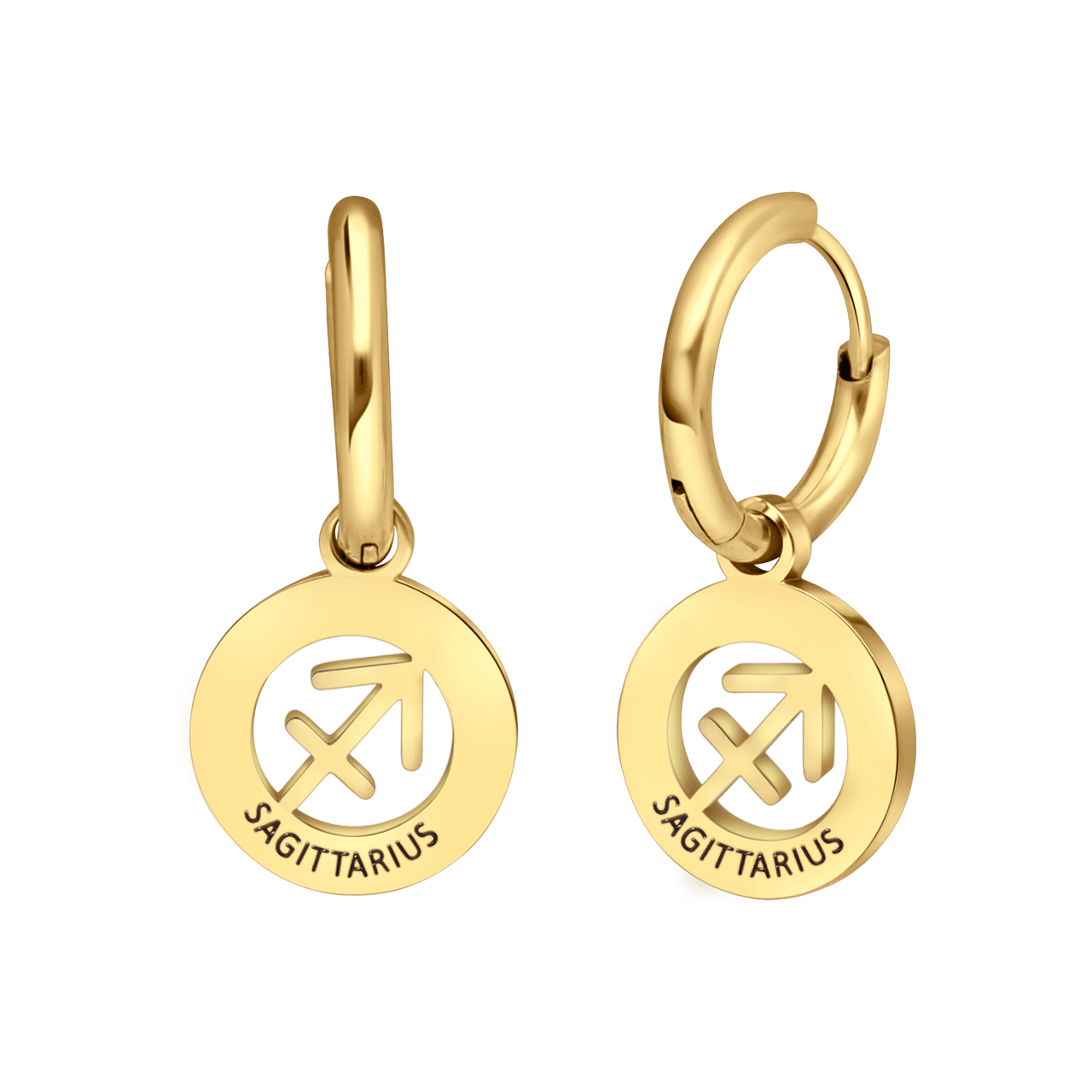 Stalen goldplated oorbellen met sterrenbeeld boogschutter