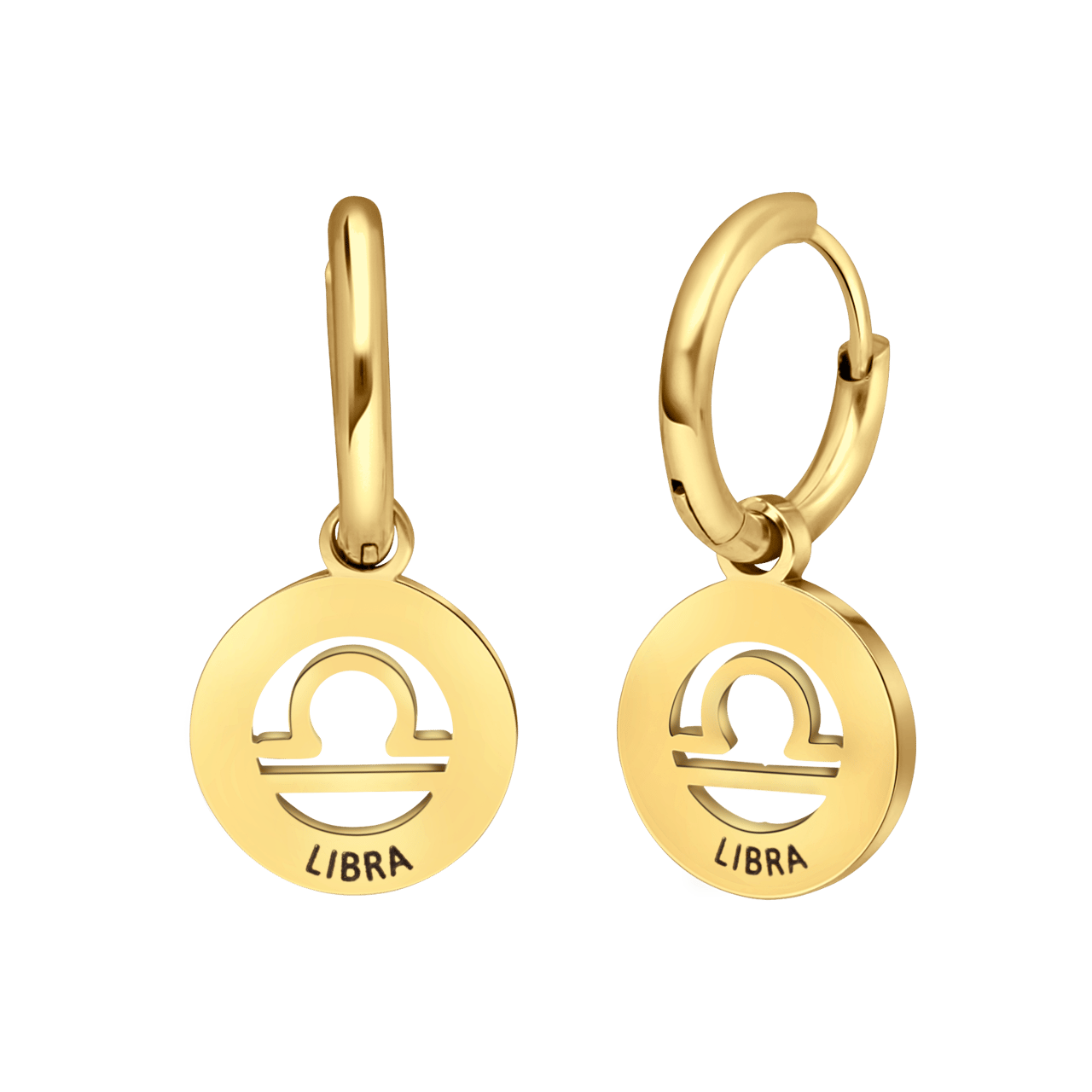 Stalen goldplated oorbellen met sterrenbeeld weegschaal