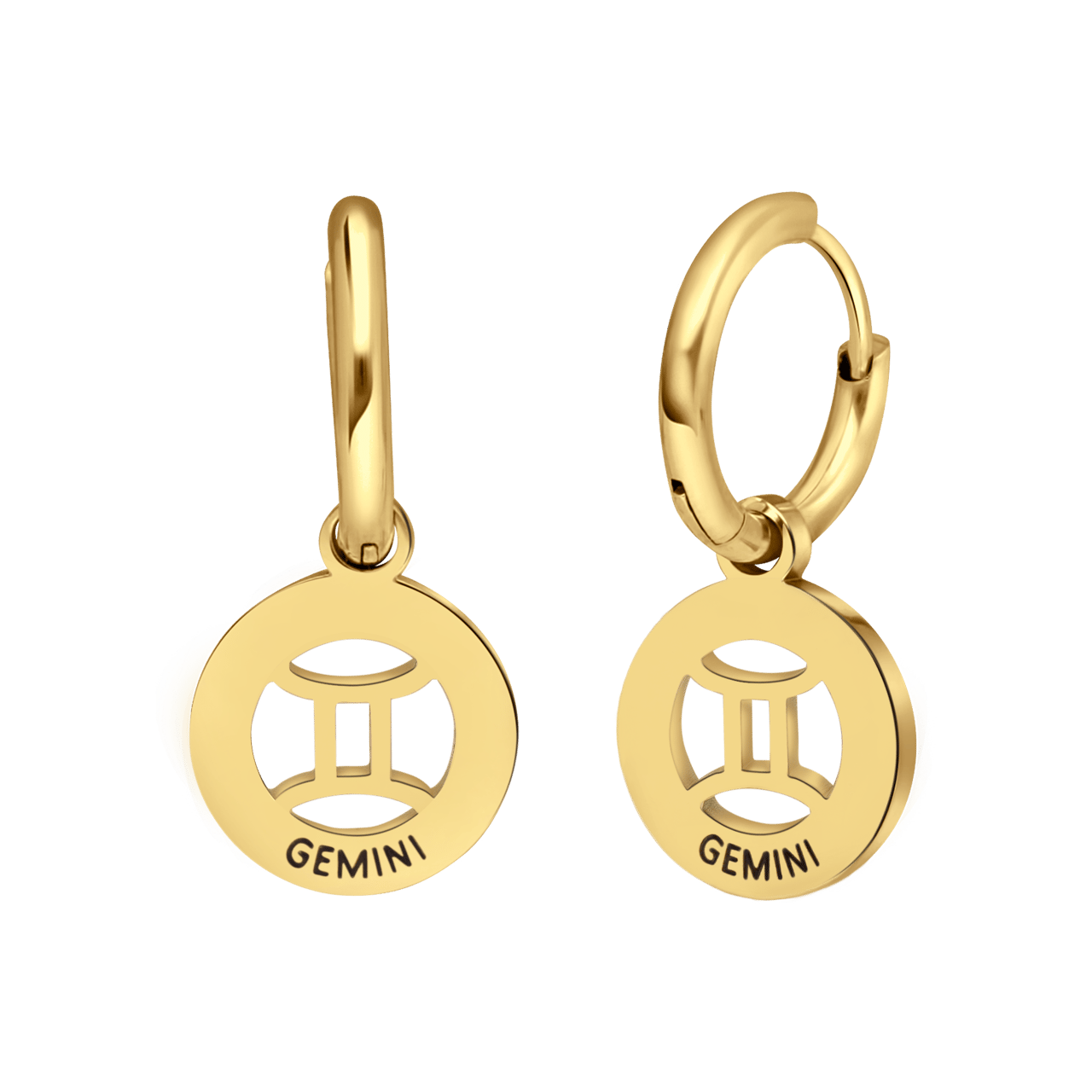 Stalen goldplated oorbellen met sterrenbeeld tweeling