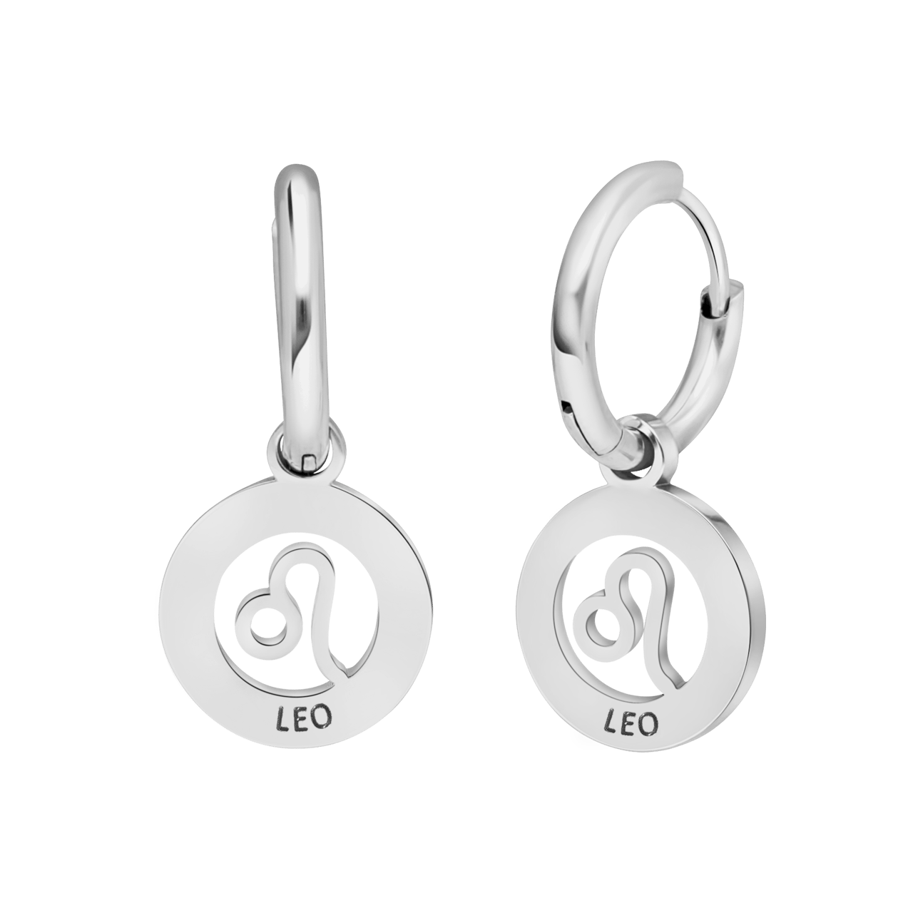 Stainless steel oorbellen met sterrenbeeld leeuw