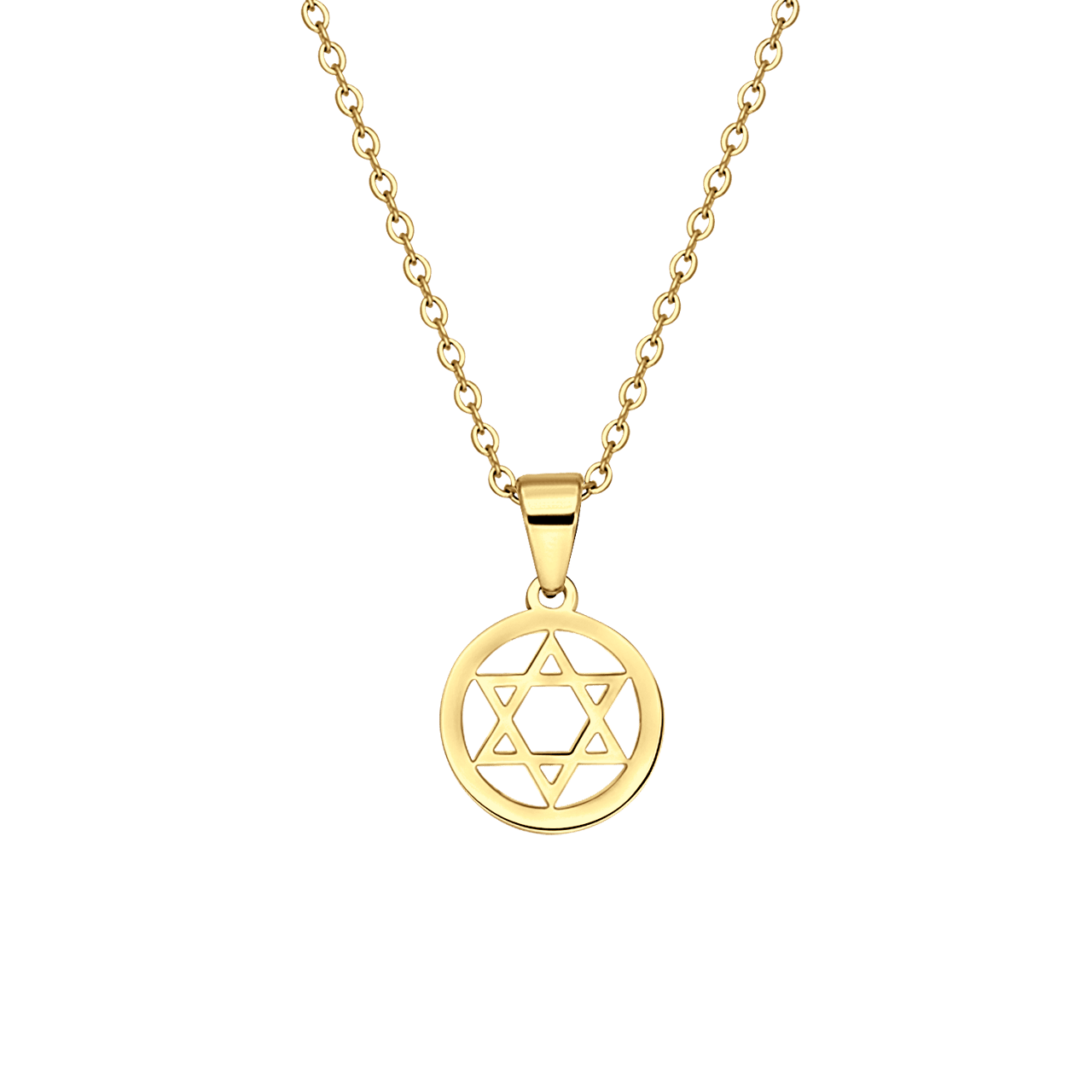 Stalen goldplated ketting met hanger Davidster