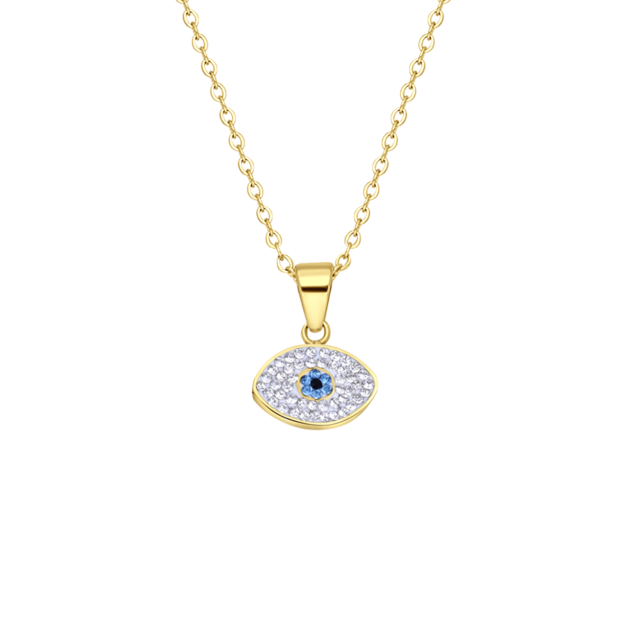 LivLiv stalen goldplated ketting met hanger oog voor dames