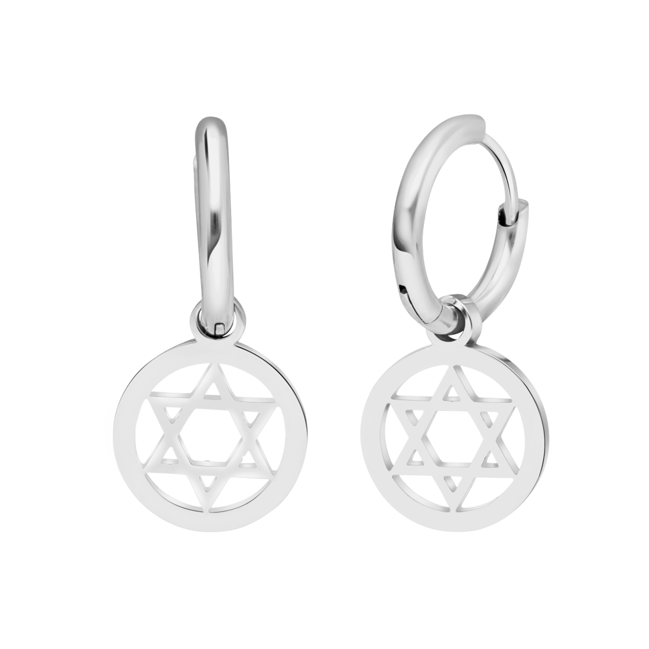 Stainless steel oorbellen met Davidster