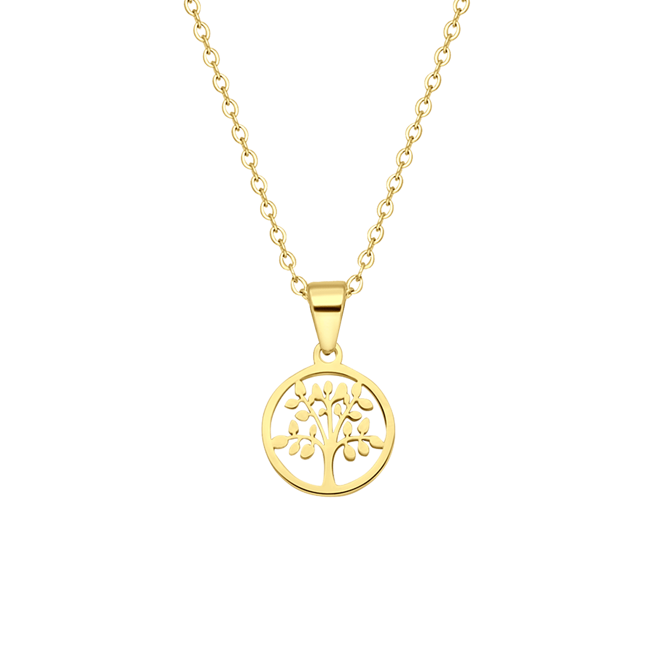 LivLiv stainless steel goldplated ketting met hanger levensboom voor dames