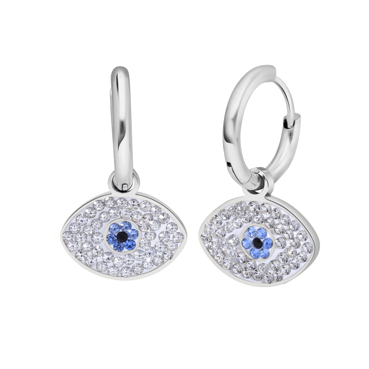 LivLiv stainless steel oorringen met kristallen oog voor dames