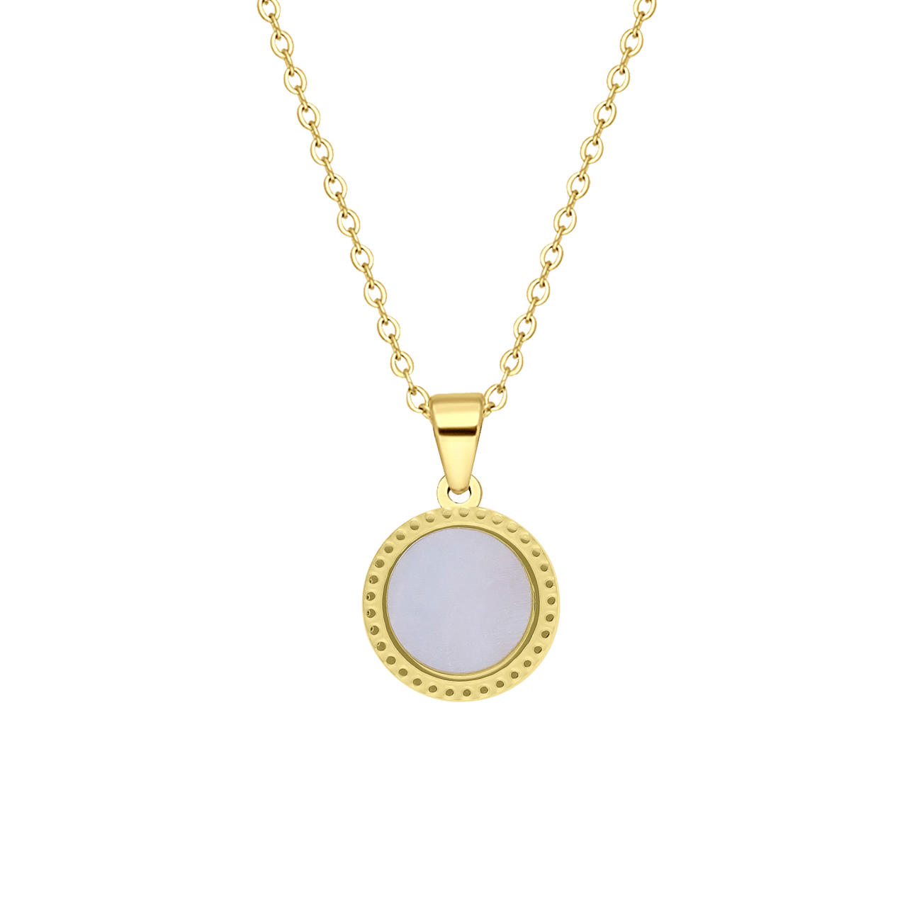 Stainless steel goldplated ketting met parelmoer