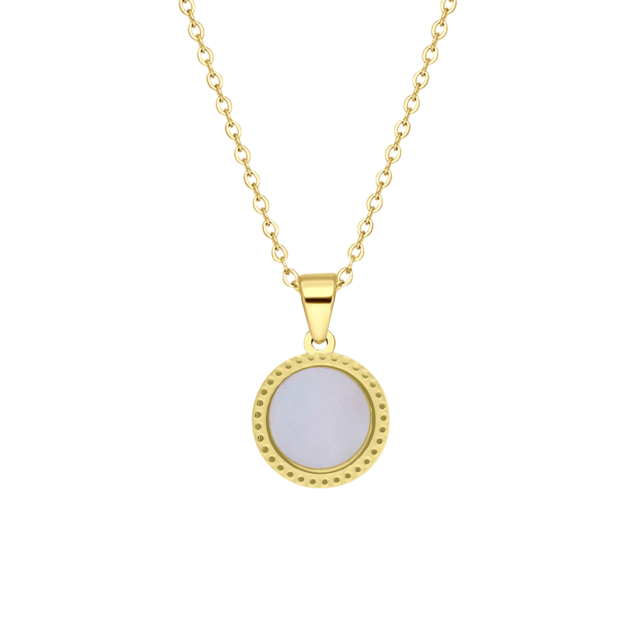 Stalen goldplated ketting met parelmoer