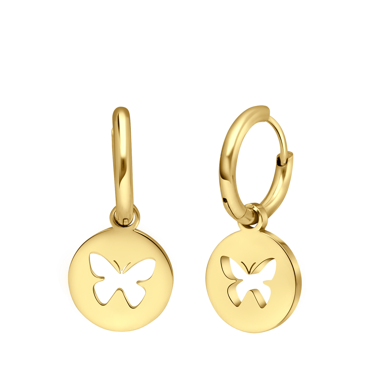 Stalen goldplated oorringen met hanger voor dames