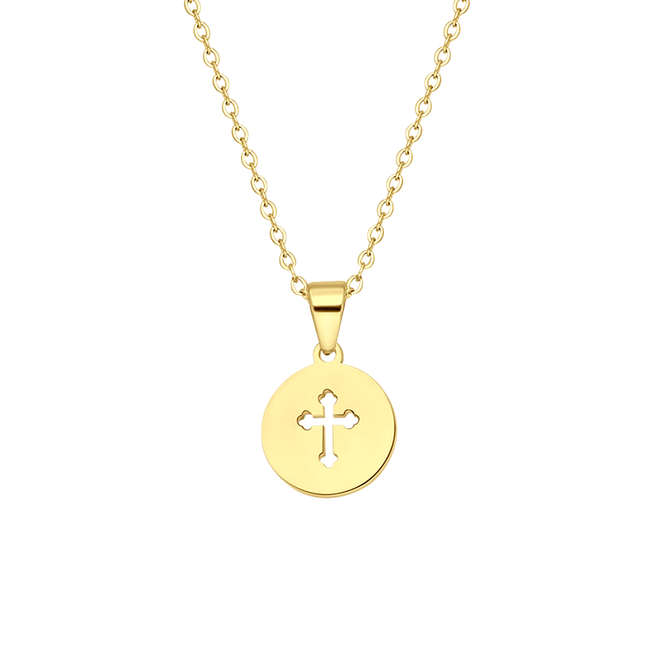 Stainless steel goldplated ketting met hanger kruis