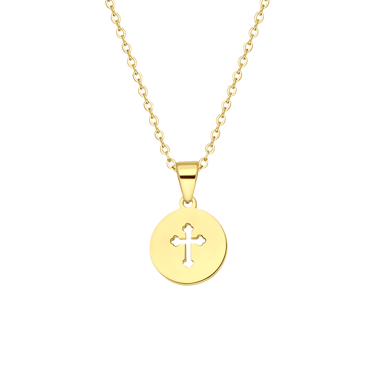 Stalen goldplated ketting met hanger kruis voor dames