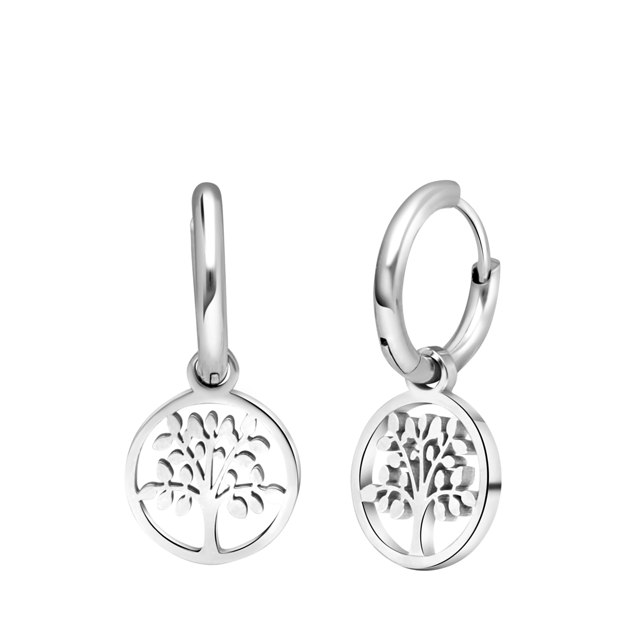 LivLiv stainless steel oorringen met levensboom voor dames