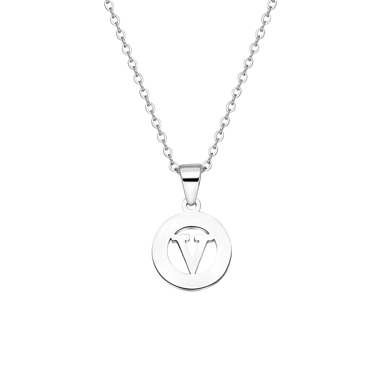 Stainless steel ketting met letter - V