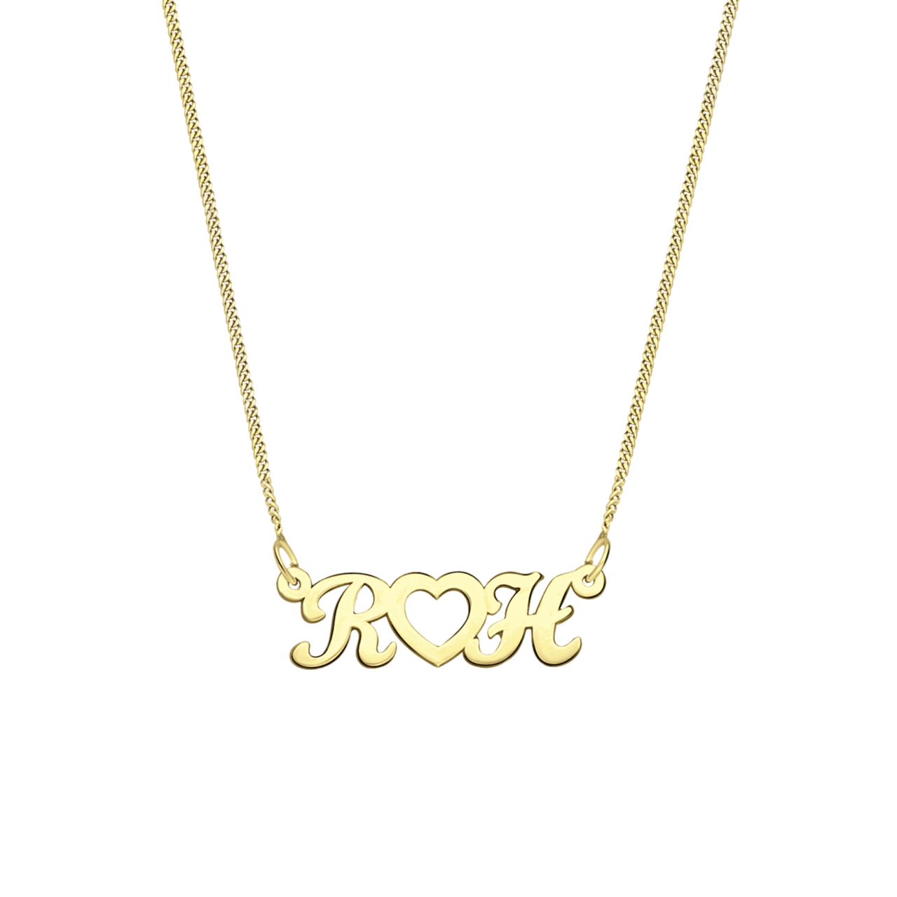 Gerecycled zilveren gold ketting letter<3letter