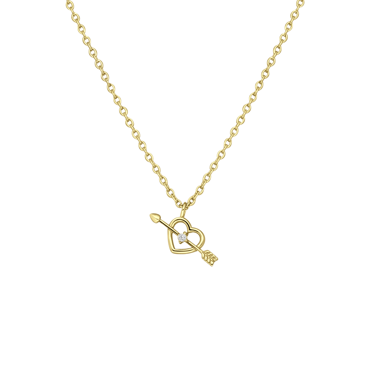 Zilveren goldplated ketting met hanger hart met zirkonia voor dames