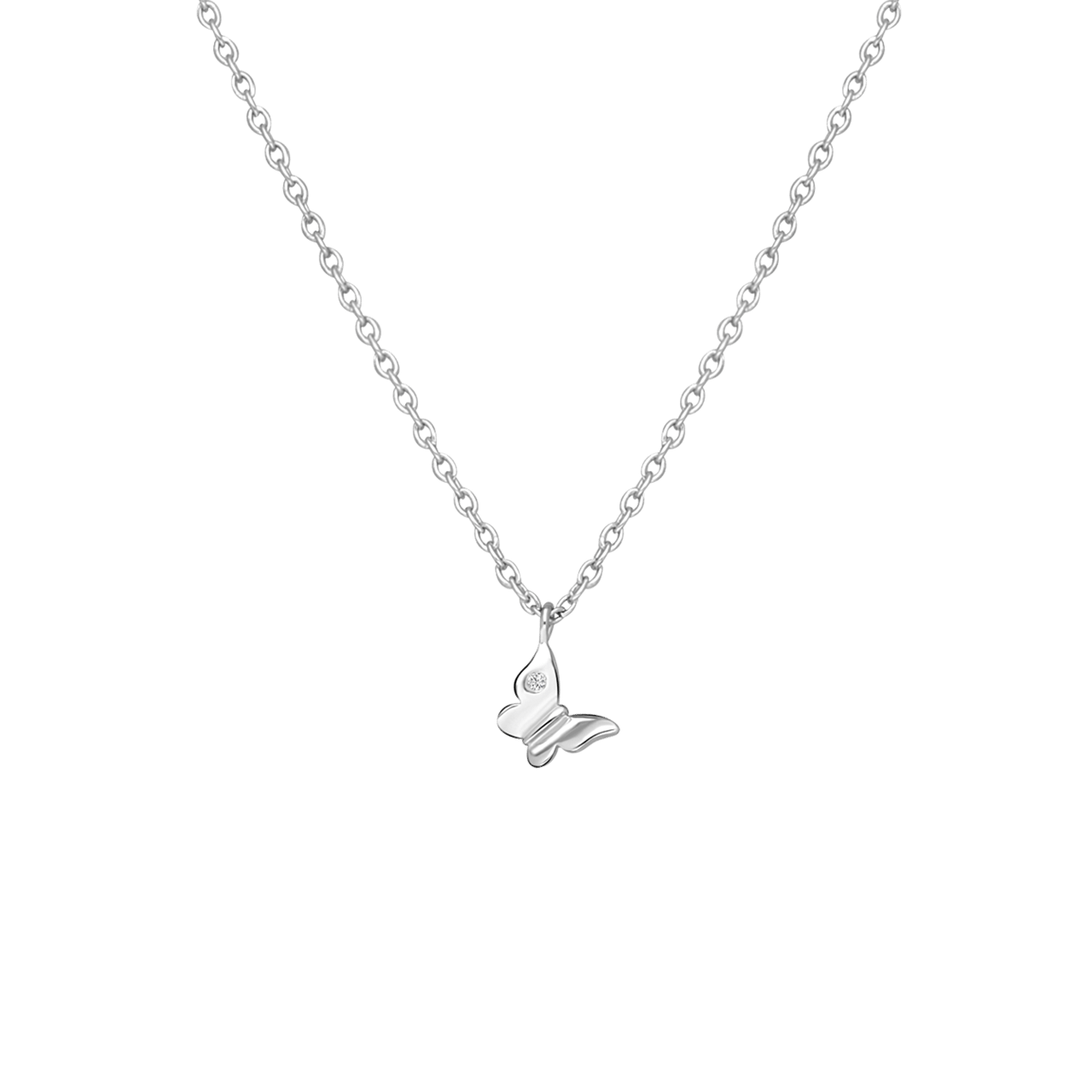 Zilveren ketting vlinder met zirkonia