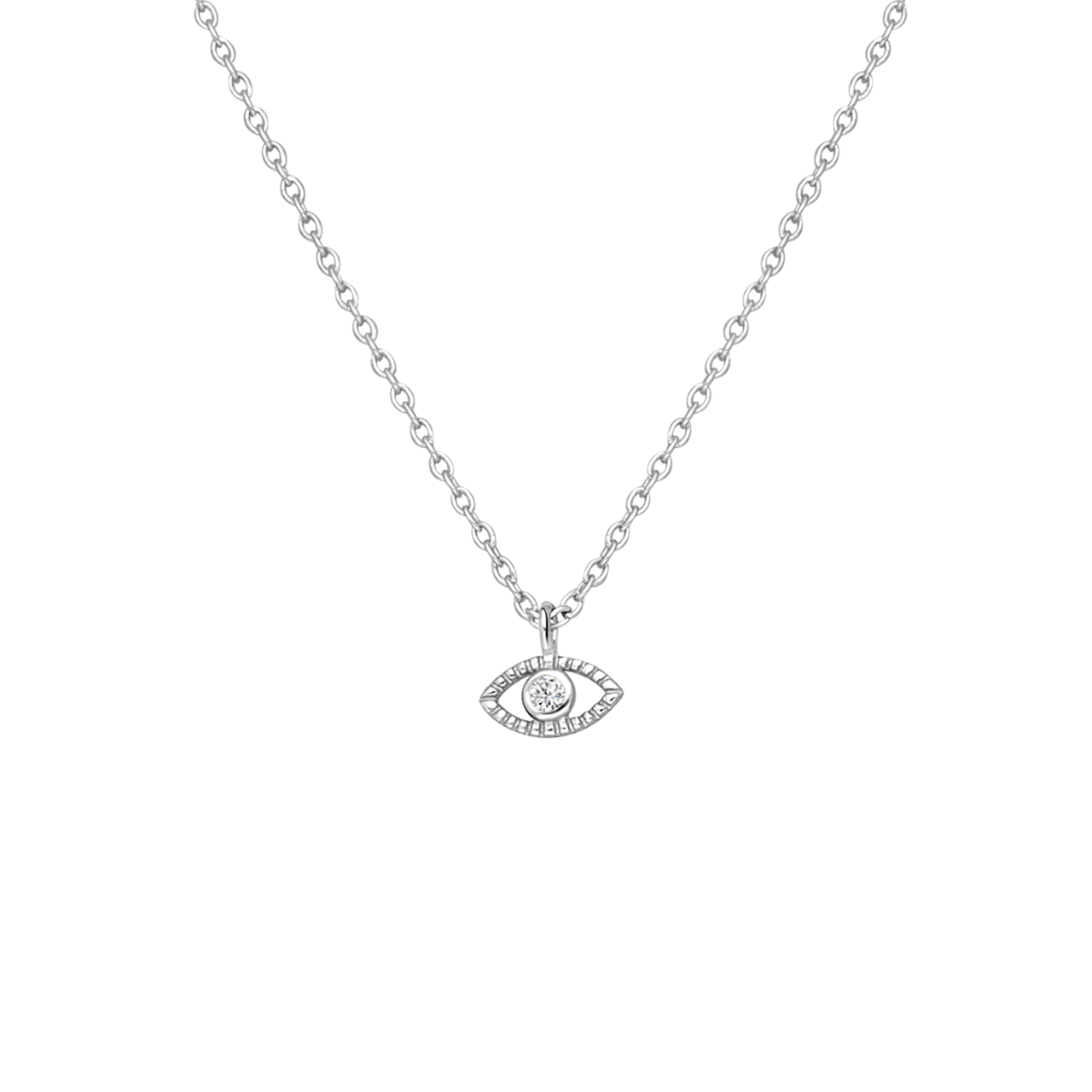 Zilveren ketting boze oog met zirkonia