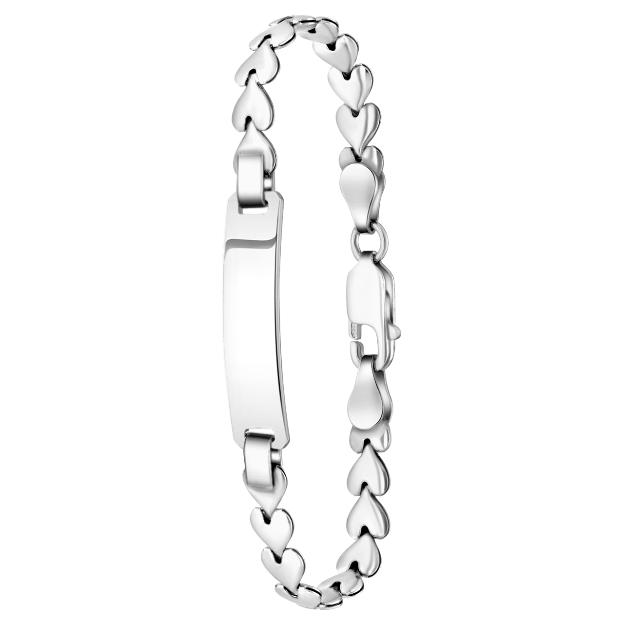Plattenarmband aus recyceltem Silber mit Herzglied