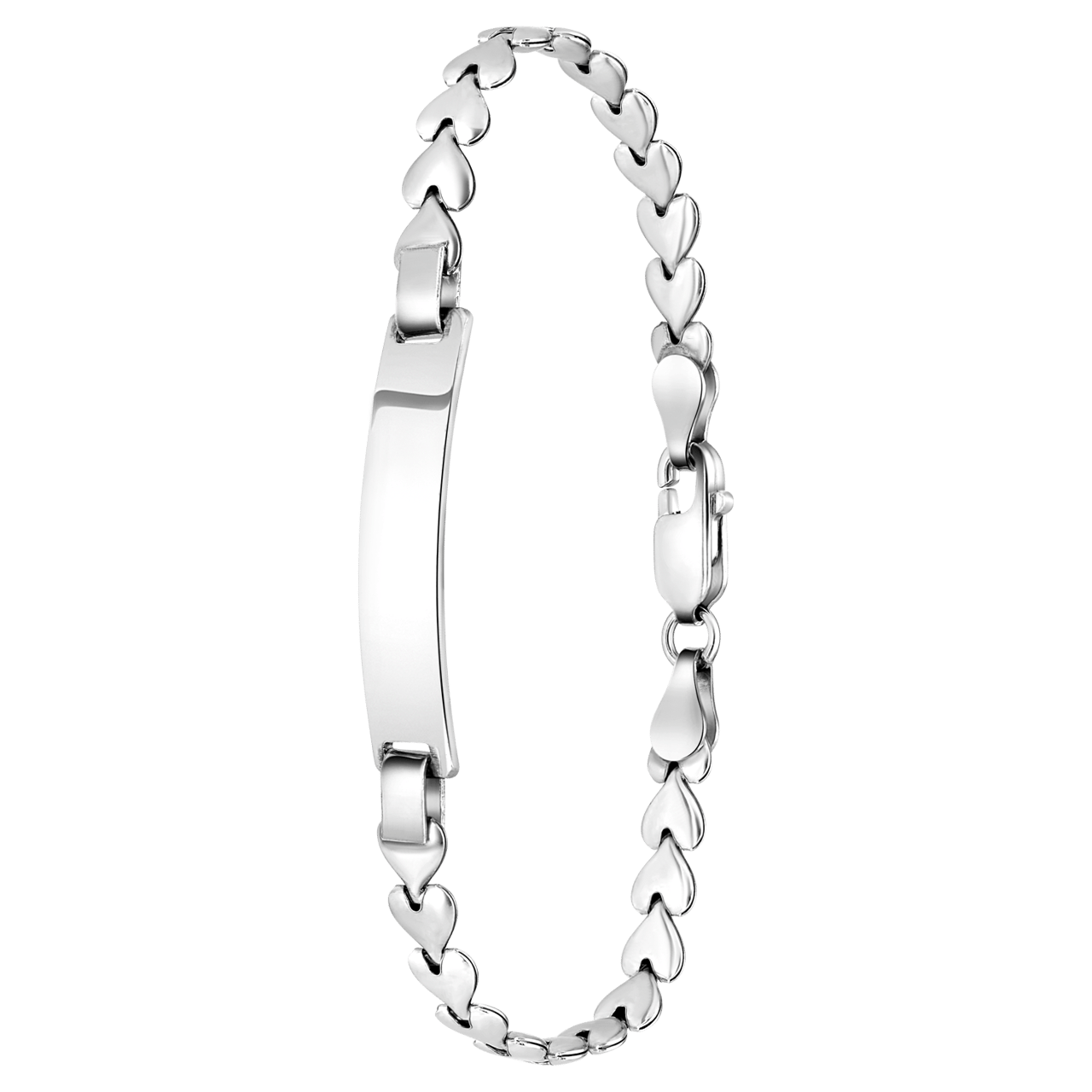Plattenarmband aus recyceltem Silber mit Herzglied